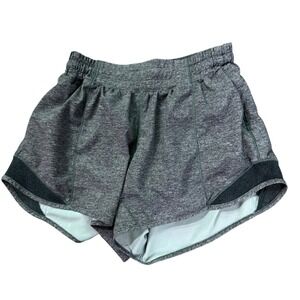 Lululemon‎ Hotty Hot Shorts Heathered Grey Womens Size 4 Athlesiure Workout Run